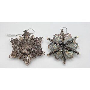 Silver Filigree Snowflake Christmas Ornaments Danbury Mint Holiday Decor